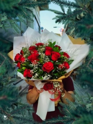 15 adet kırmızı gül buketi