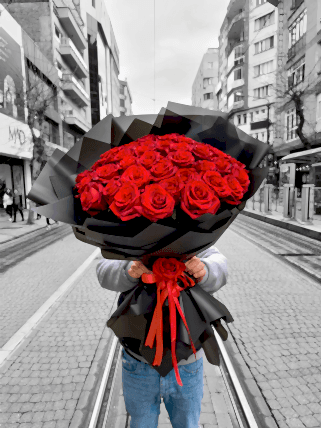 41 adet kırmızı gül buketi